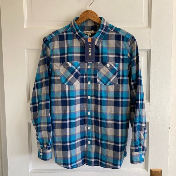 Cherokee Tops - 👚 NWT [Cherokee] Western Plaid Cotton Shirt Button Down, Size XL, NWT